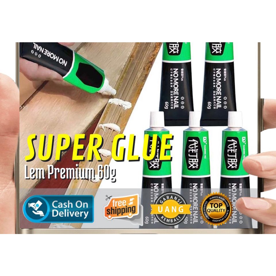 PS Lem Premium 60gr - Lem Serbaguna Super Kuat 60gr - Lem Besi 60 gr - Nail Free Glue Super Strong 60 gr