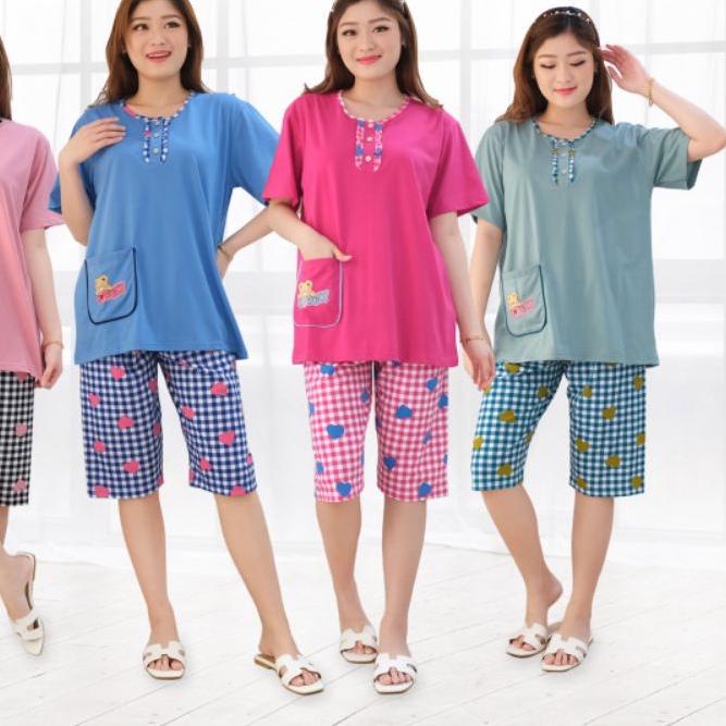 ♥ Baju Tidur Babydoll Piyama FOREVER Sweet Concept ¾ 3/4 Celana Pendek Selutut Mama Size U 169 - 1, 