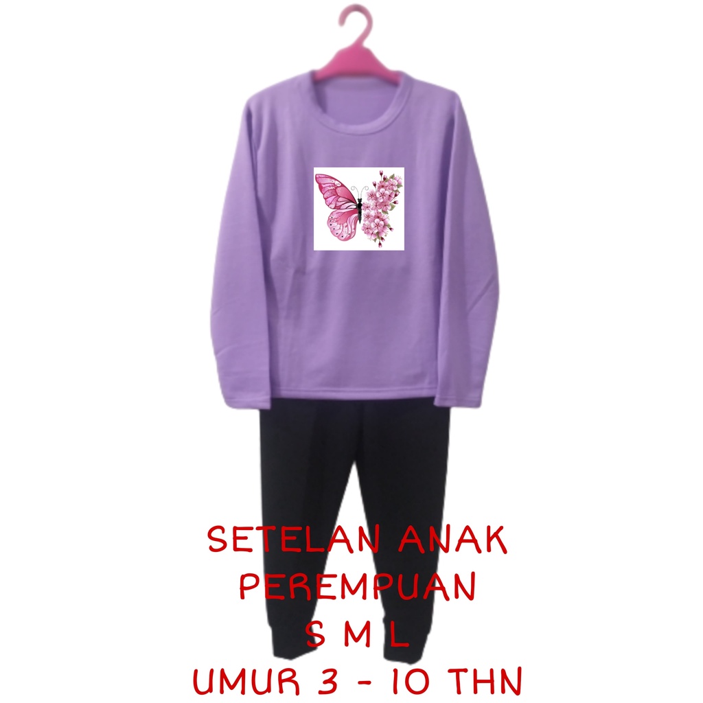 Setelan Anak Perempuan Kaos Lengan panjang dan Celana panjang Terbaru 2022 One Set Baju Tidur Santai Anak Cewek Kekinian Murah Korea Style Size S 3 4 5 Tahun M 5 6 7 Tahun L 8 9 10 Tahun Kupu