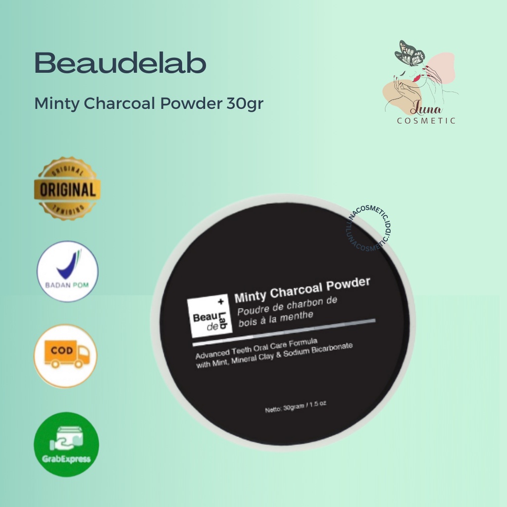 Minty Charcoal Powder for Teeth Detoxification | Beaudelab Arang Aktif Detoks Karang &amp; Pemutih Gigi | 30 gr