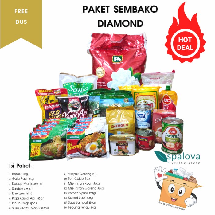 

Paket Sembako Diamond Beras 10Kg 081