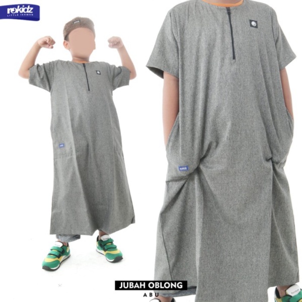 Promo Jubah Gamis Sholat Anak Laki Cowok Muslim Original Rokidz by ROSAL - Abu-abu M Murah Berkualit