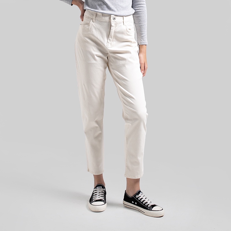 3Second Original Celana Panjang Ankle Cotton Viscose Long Pants Wanita Putih 040722