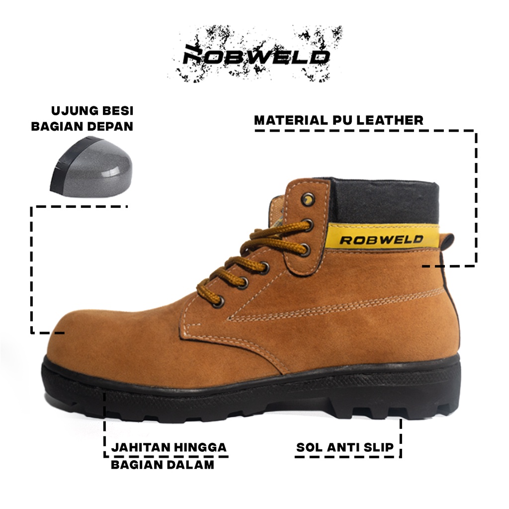 Sepatu Safety Pria Kerja Proyek Lapangan Tactical Ujung Besi Sepatu Septy Outdoor Robweld