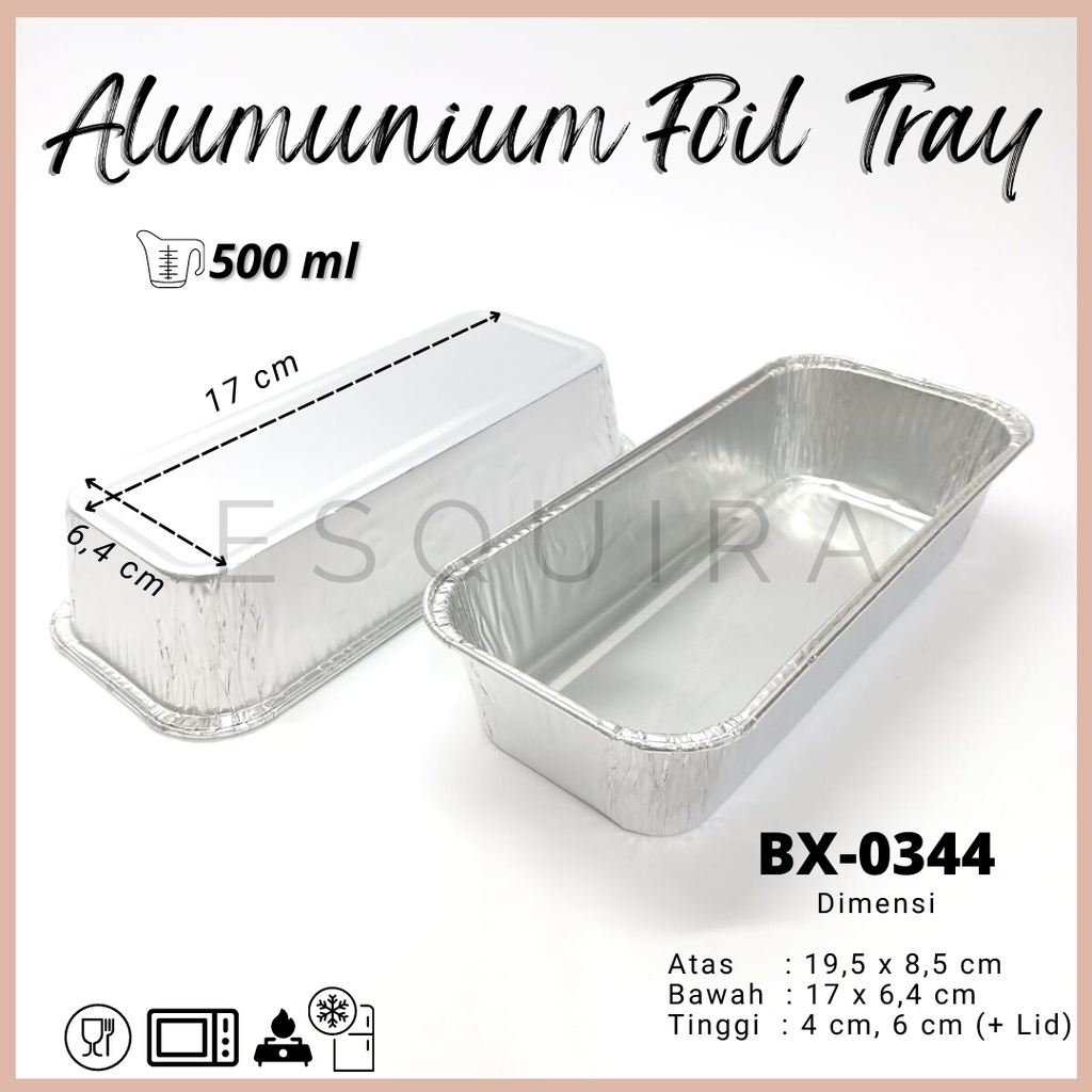 Aluminium Foil Tray 500 ML / Silver + Lid / 10 PCS / BX-0344