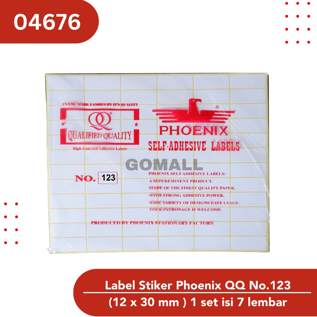 

Label Stiker Phoenix QQ No.123 Kertas Harga Nama Undangan 12 x 30 mm