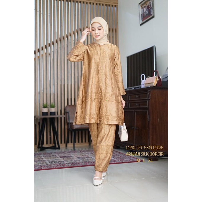 Stelan celana wanita terbaru ori brand kamari katun armani silk bordir premium