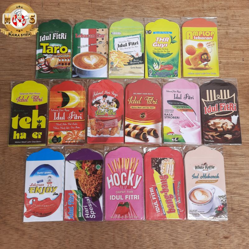 

AMPLOP LEBARAN IDUL FITRI MOTIF SNACK UNIK ISI 10 PCS | ANGPAU