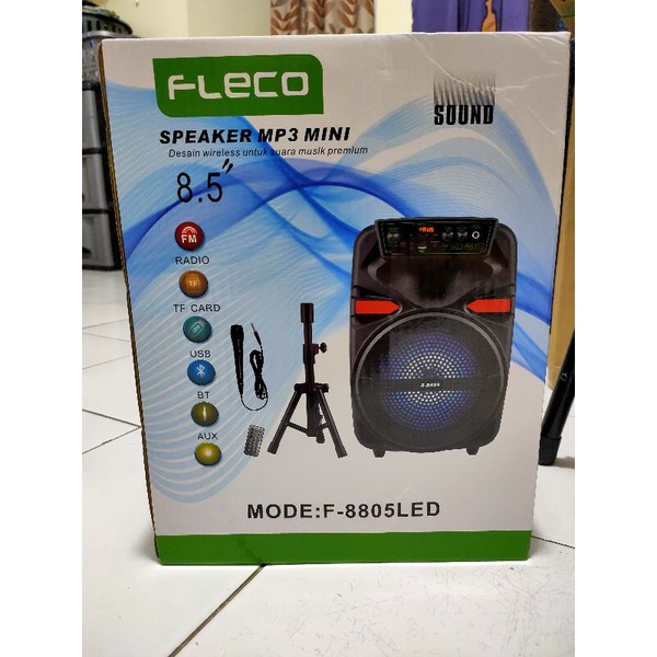 BISA COD SPEAKER BLUETOOTH KARAOKE FLECO DAPAT TRIPOD F-8805 UKURAN 8.5&quot; BONUS MIC TERLARIS DIJAMIN SESUAI GAMBAR