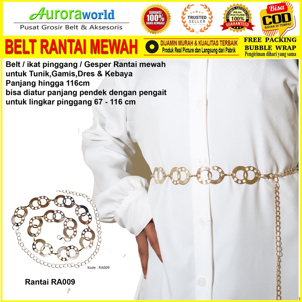 Belt rantai gesper rantai untuk gamis dress tunik