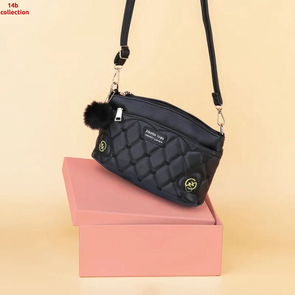 TAS SELEMPANG WANITA IMPORT KULIT KECIL BATAM MURAH SLING BAG KOREA FASHION CEWEK/Tas Selempang Wanita 3 Ruang Resleting | Handbag Wanita | Tas Selempang Mini Wanita