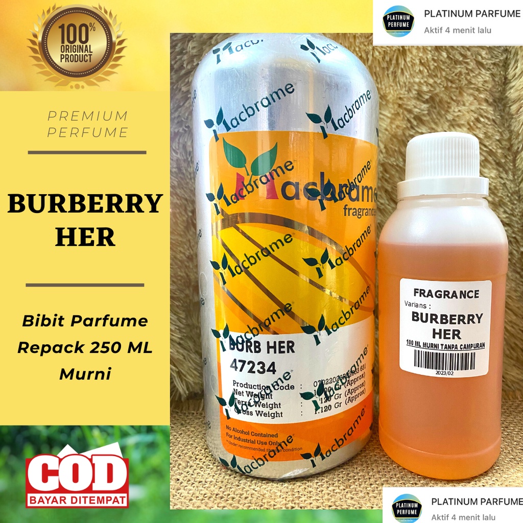 Bibit Parfum BURBERRY HER By MACBRAME - Parfume Terbaru Wanita - Biang Parfum Murni - Parfum Tahan L