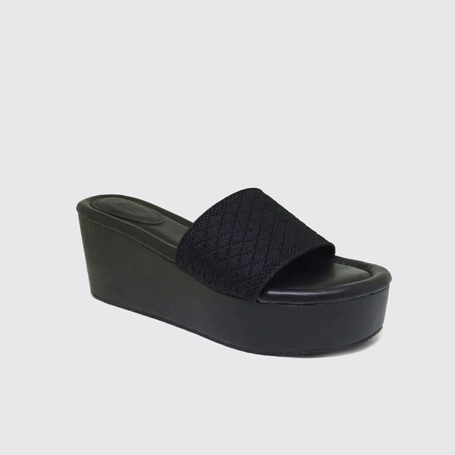 OLLA X ZAGIB | Sandal Wanita Premium Big Size Full Black Wedges Pesta Casual Ukuran Besar 40-45