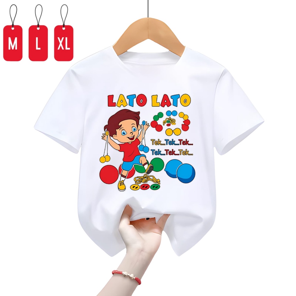 Hzl_outfit Kaos Lato Lato Tek Tek Tek  Anak Laki Laki Dna Perempuan Full Printing