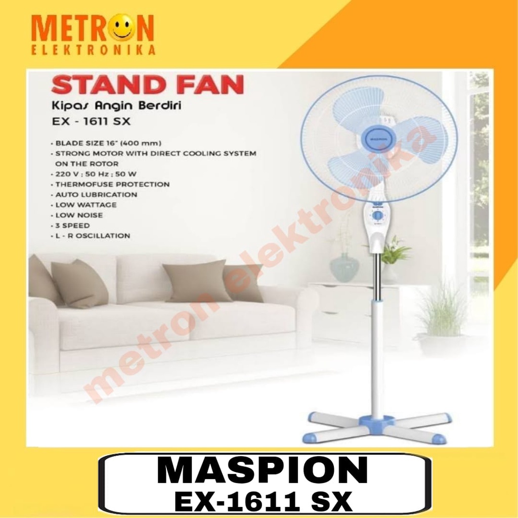 Maspion Stand Fan EX-1611 SX (16 Inch) / KIPAS ANGIN BERDIRI EX1611