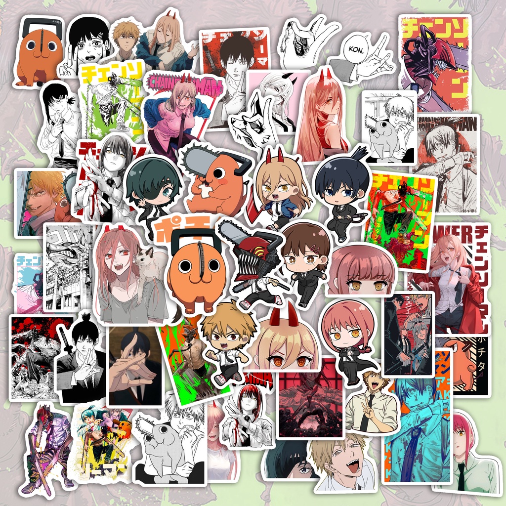 

STIKER CHAINSAW MAN ISI 50 PCS PER PACK STICKER ST077 CHAIN SAW MAN CHAINSAWMAN