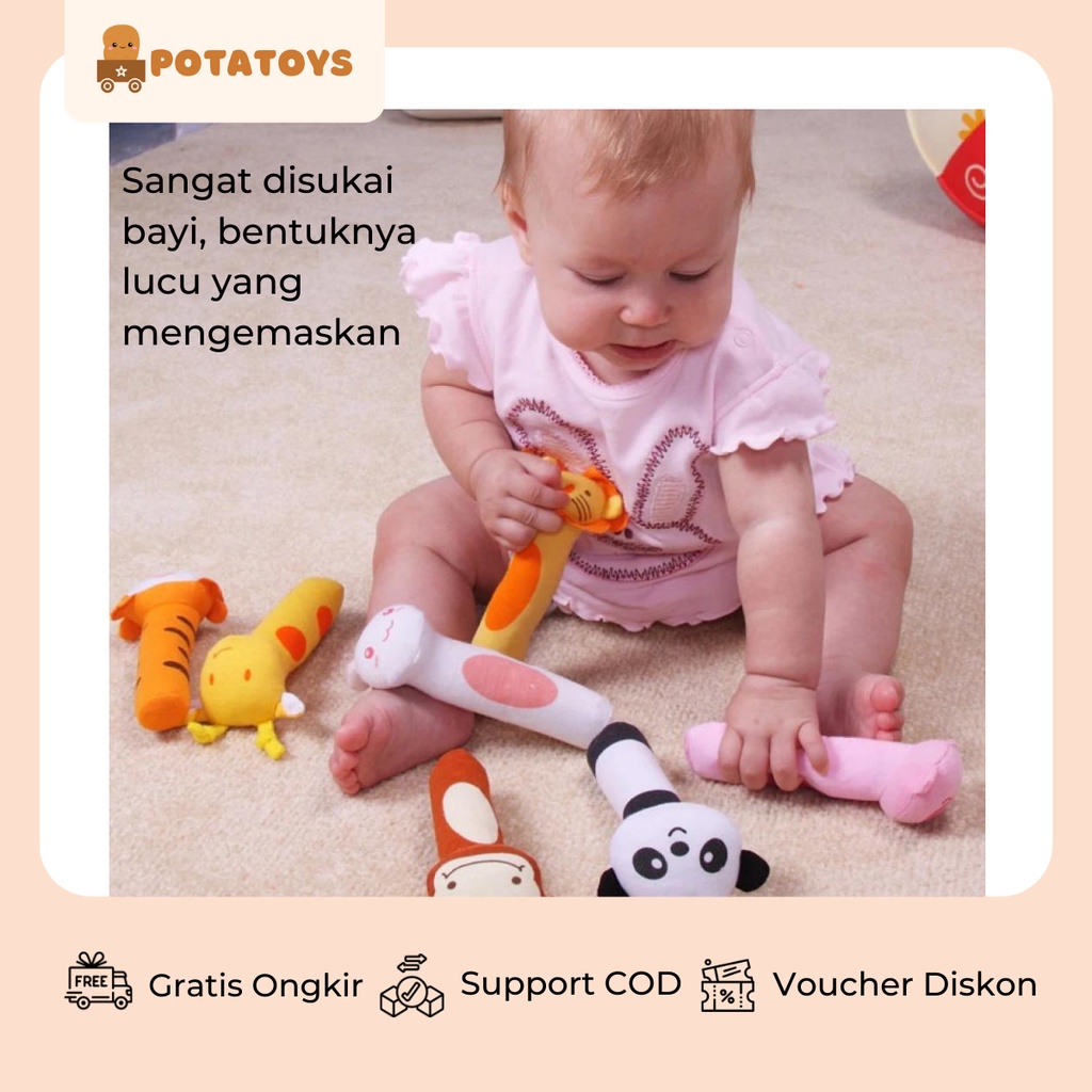 [ Potatoys ] Mainan Boneka Bunyi Genggam / Rattle Stick Toys / Handle Toys