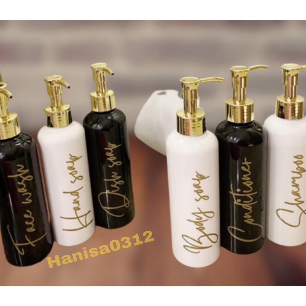 Botol Pump 250ml Putih Glossy Pump Lotion Gold / Botol Refill 250ml Tempat Sabun Cair