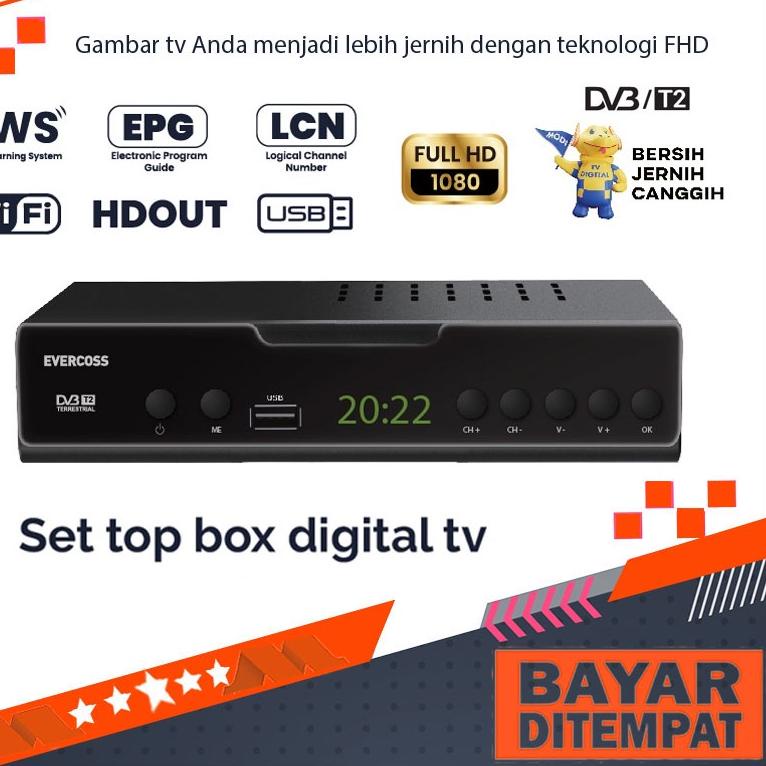 ✫ Evercoss Set Top Box Set Bok Set Top Bok T2 Siaran TV Digital ➫