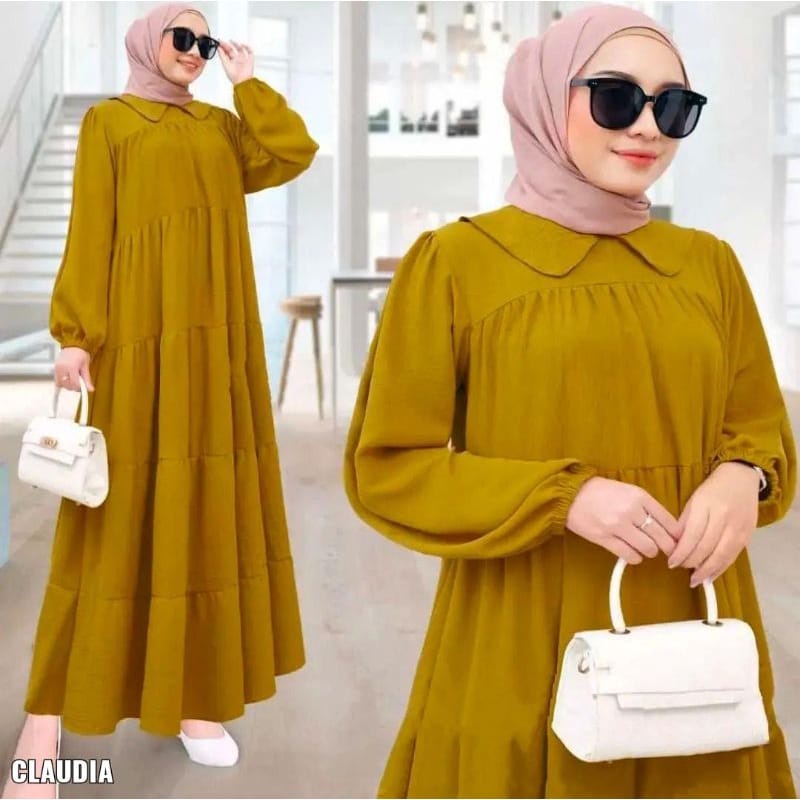 Gamis Claudia Midi Dress Casual Katun Rayon