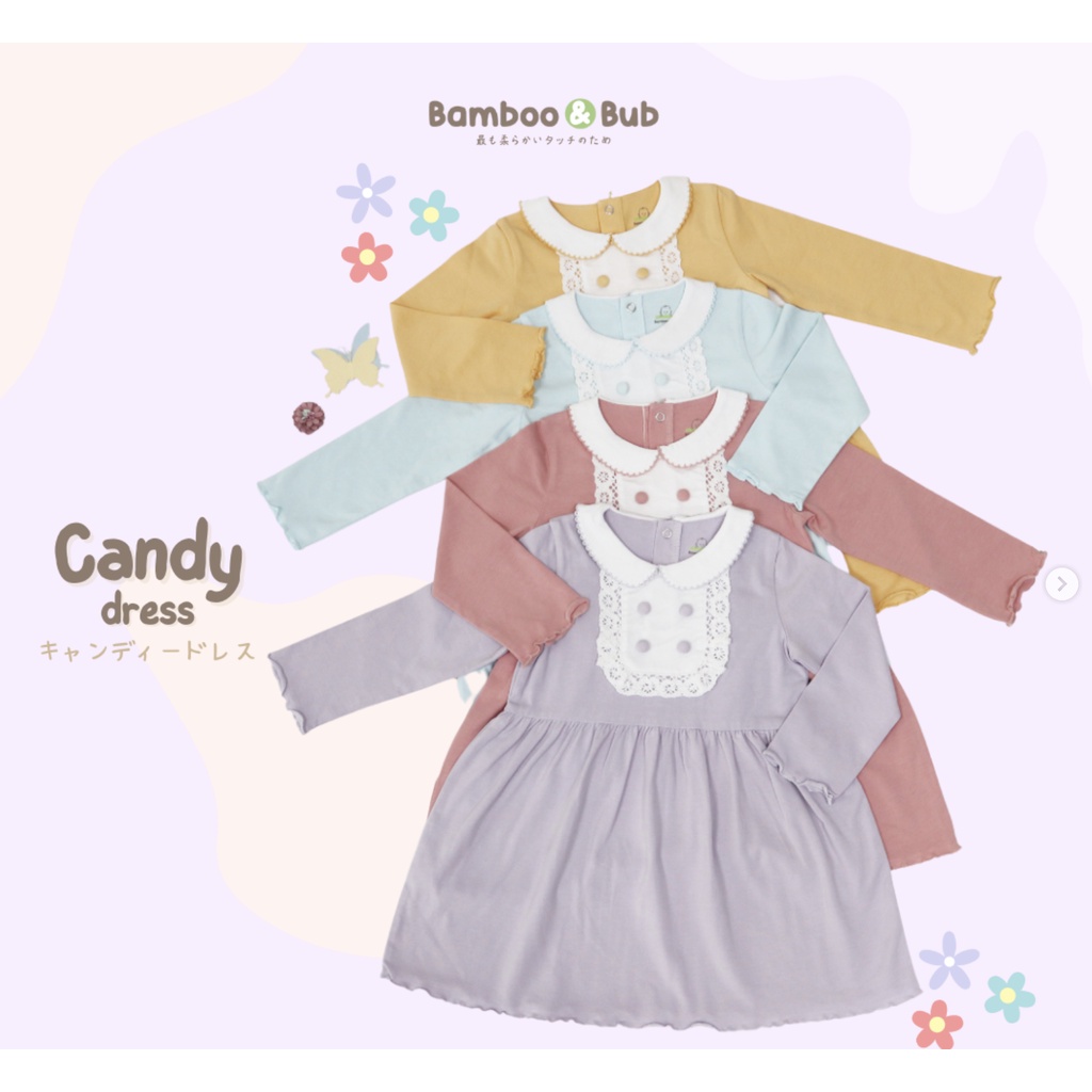 Bamboo And Bub Candy Dress - Terusan Lengan Panjang Anak Dress Anak Perempuan Cewe Baby Girl