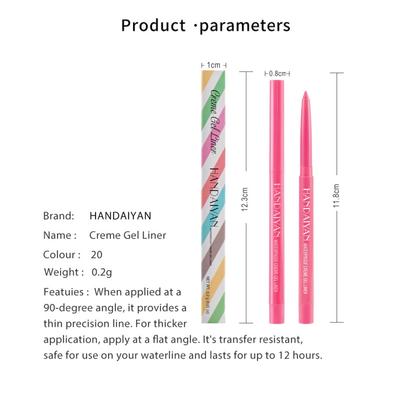 PENSIL EYELINER HANDAIYAN MATTE TAHAN AIR 20 WARNA PILIHAN