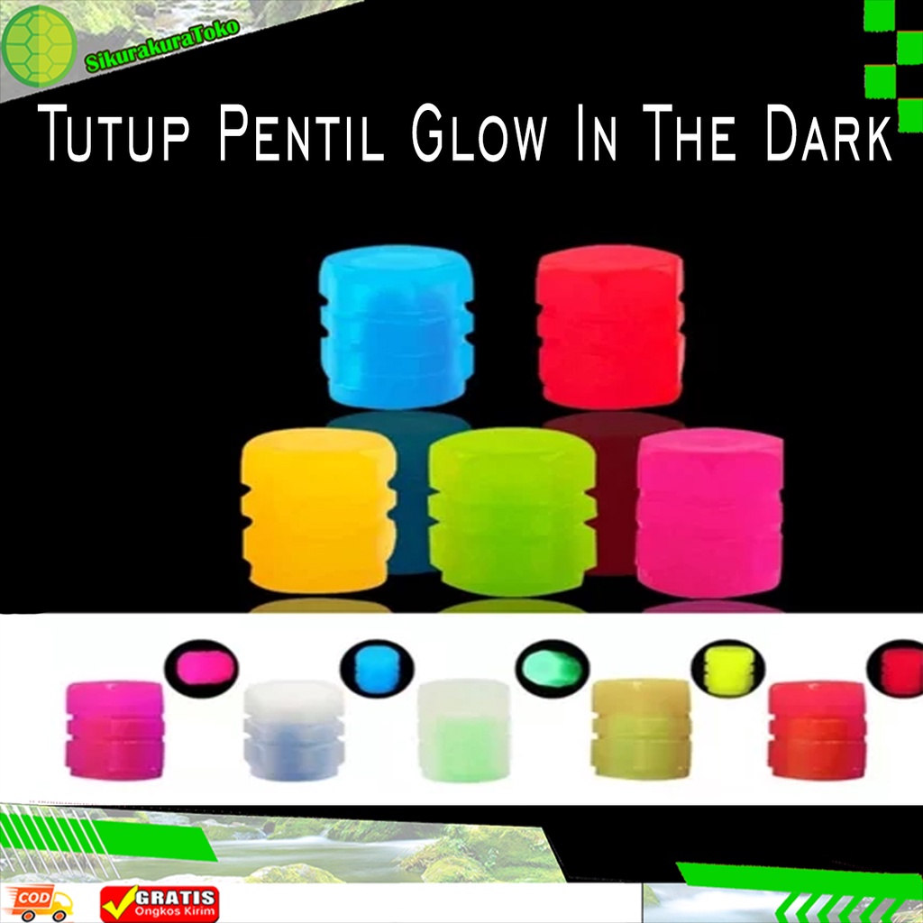 Tutup Pentil Glow In The Dark Tutup Pentil Fosfor Roda Ban Sepeda Motor Mobil Luminous Neon Tire Valve Cap