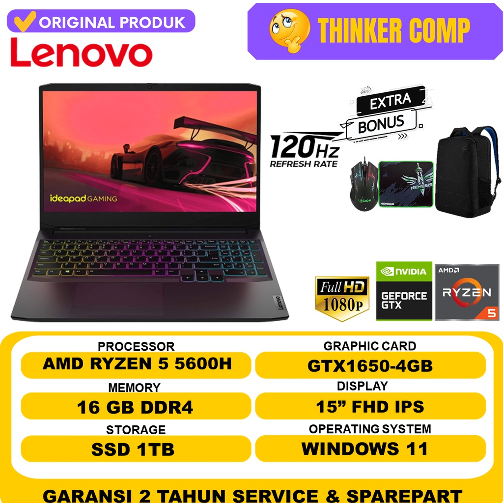 Laptop Lenovo IDEAPAD Gaming 3i 15 Intel Core i7 12700H 32GB 1TB SSD RTX3050Ti 120Hz