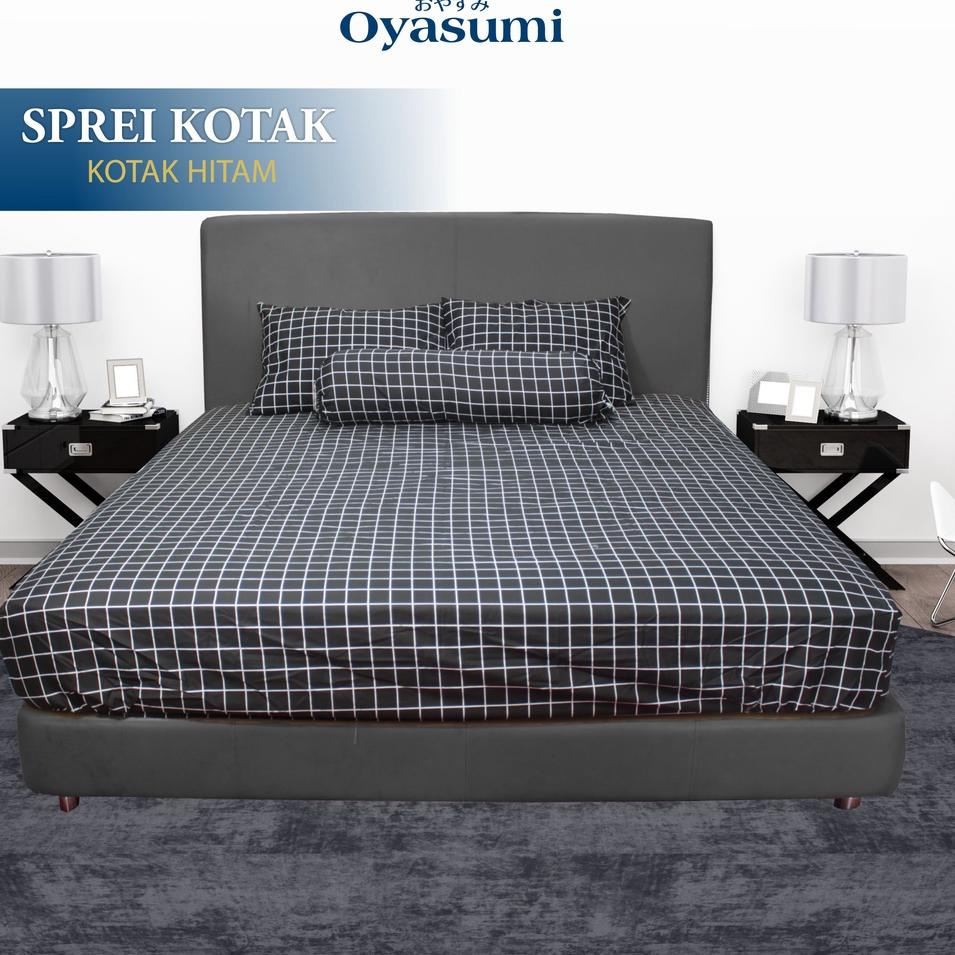 ✹ Oyasumi Sprei Motif Kotak Kotak Set Premium King Queen Single Sprei Motif Aesthetic Sprei Homemade