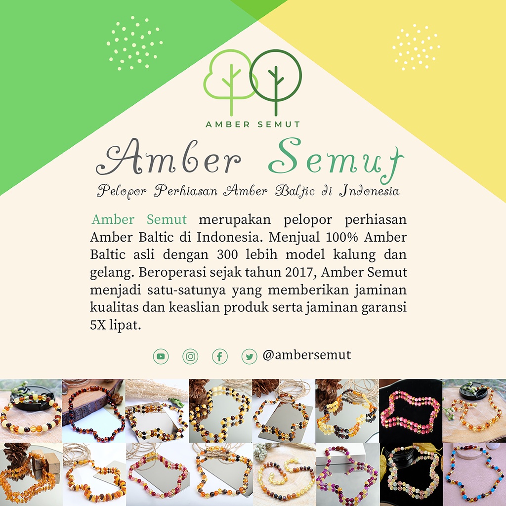 Kalung Amber Baltic Lemon Glossy X Pink Quartz by Amber Semut