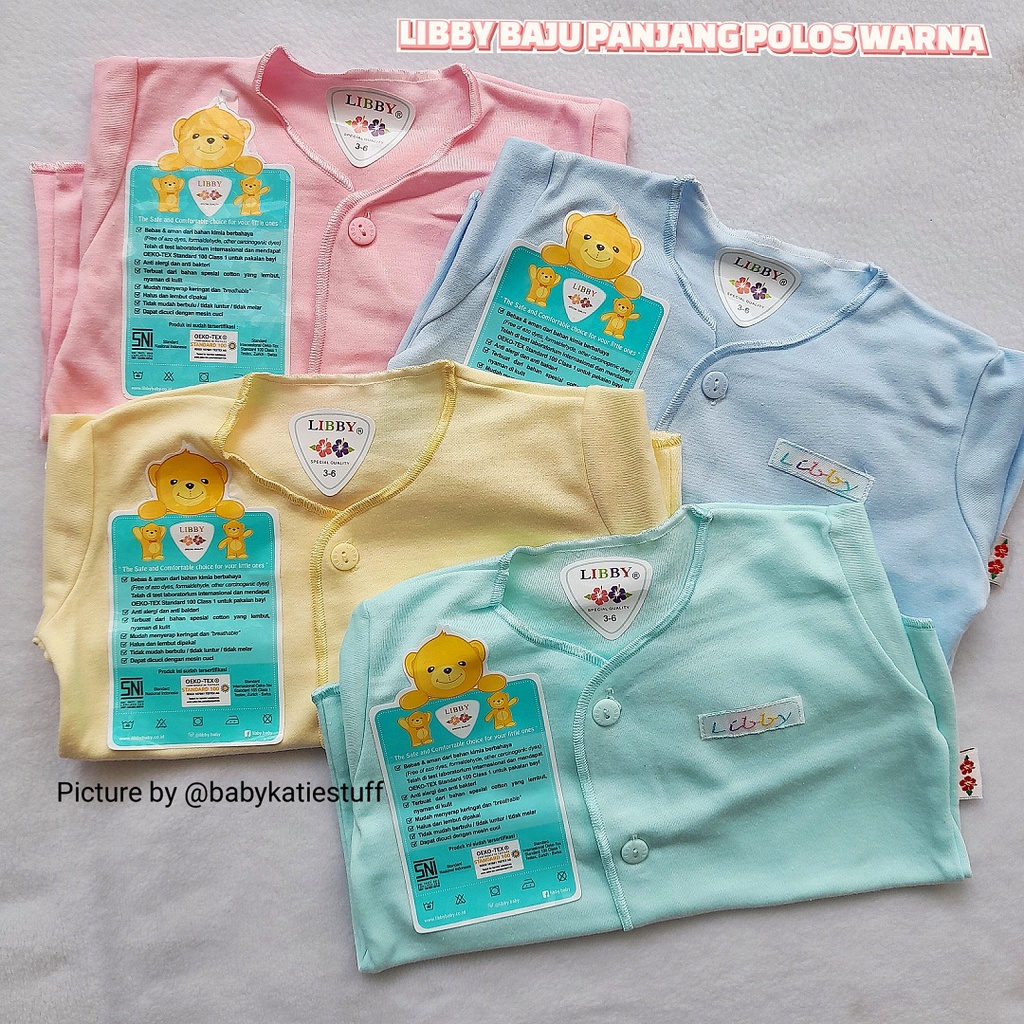 ♥BabyYank♥ LIBBY Baju Panjang Anak Bayi Kancing Depan Newborn MIX Warna Polos [satuan]