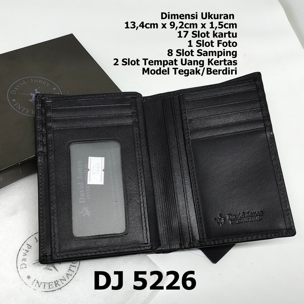 Dompet Pria David Jones DJ 5226 Model Tegak 17 Card Berdiri Kulit Import