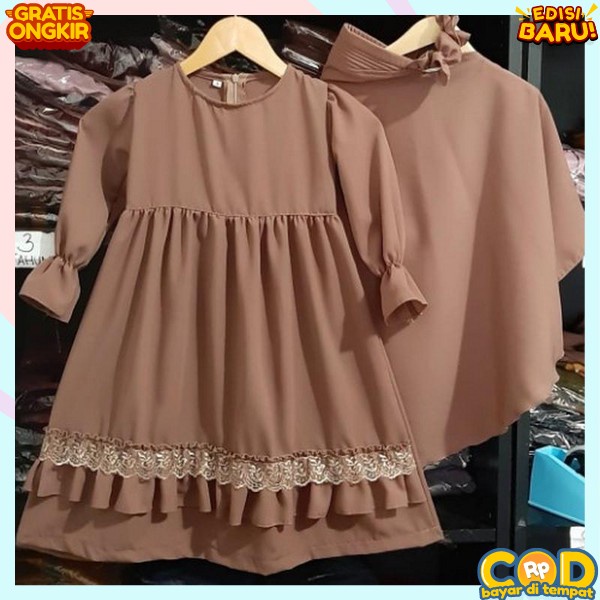 Gamis Anak Perempuan Terbaru Satu Set Jilbab Baju Kekinian Hijab Games Tanggung Murah Lebaran 2023 I