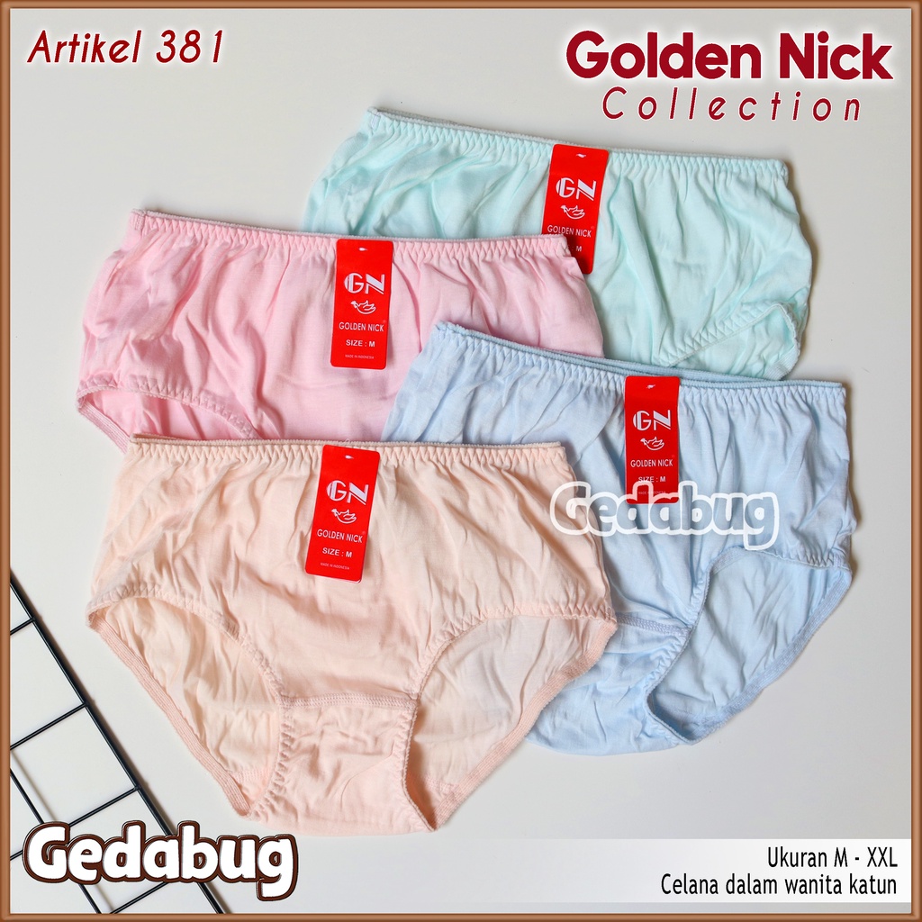 6 Pcs - CD Wanita Golden Nick 381 | Celana dalam wanita jahitan Zig-zag | Gedabug