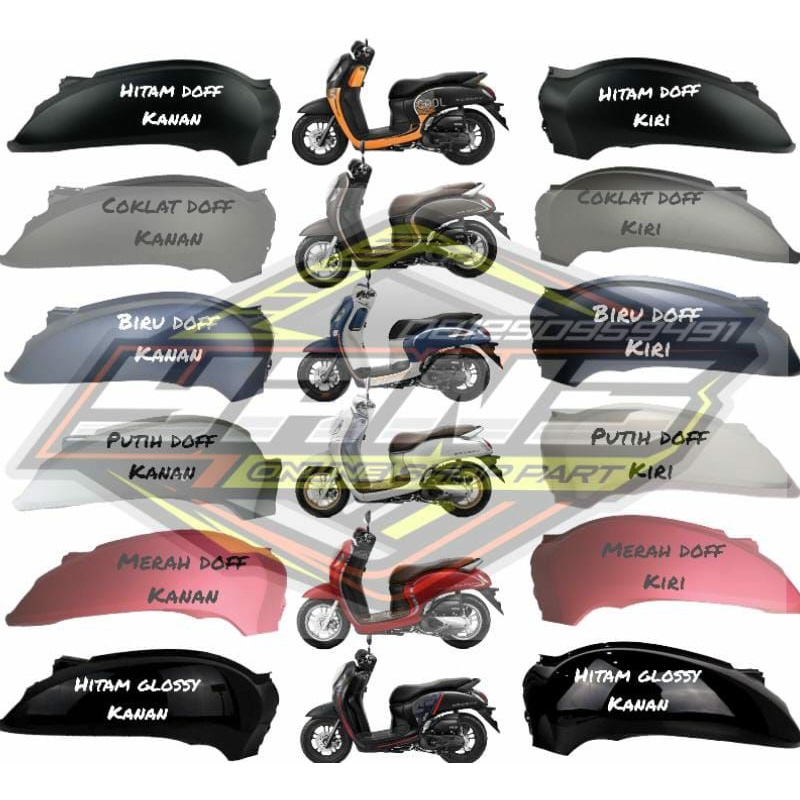 Cover RL body belakang kanan atau kiri scoopy new led K2F tahun 2021-2023 hitam doff biru doff cokla