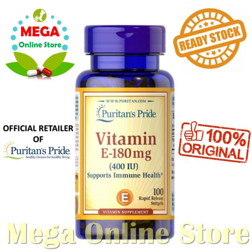 Puritan Pride Vitamin E 400 IU 100 Softgel Untuk Kecantikan Kulit