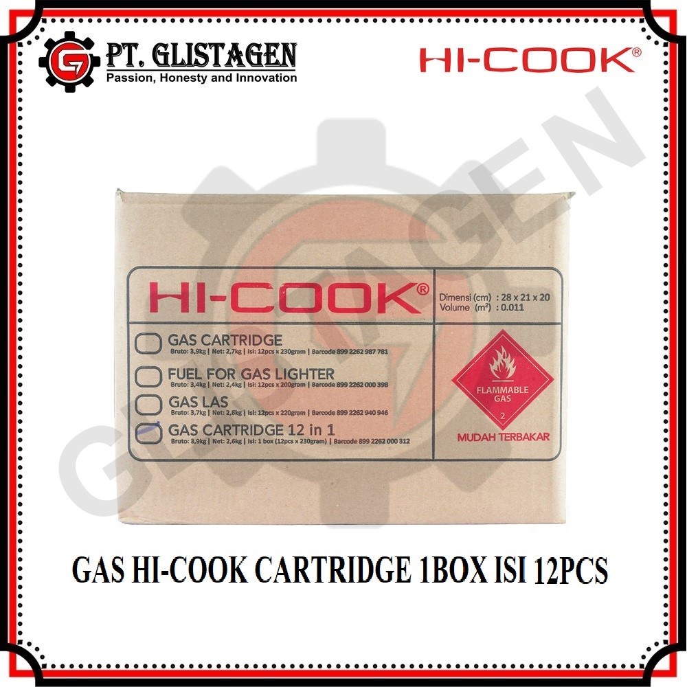 Hi-Cook Gas Kompor Portable 230gr 12in1 / Gas Cartridge 1DUS isi 12pcs