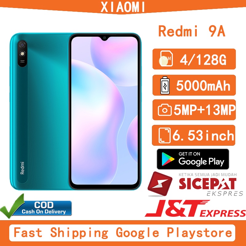 Xiaomi Redmi 9A Ram 4GB/128GB 13MP kamera belakang layar 6.52 inci hp Garansi 1 Tahun COD