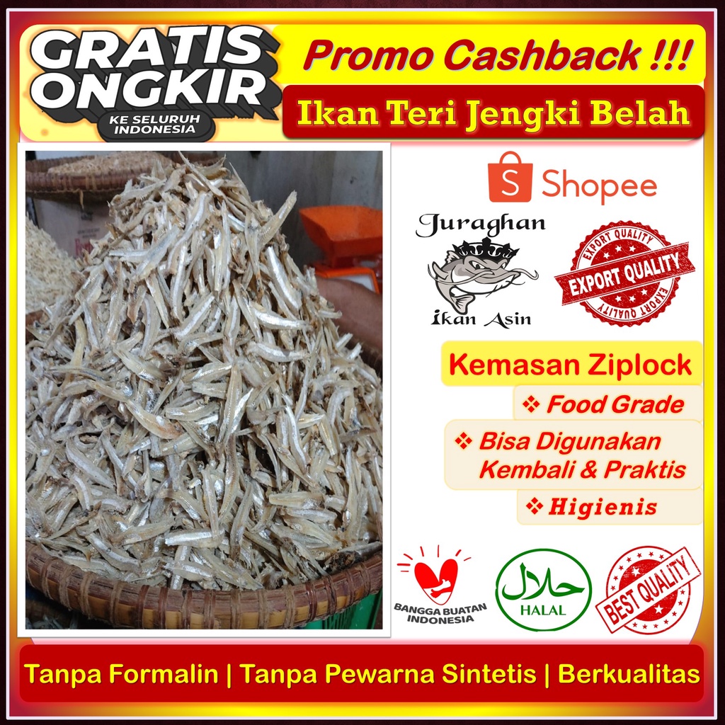 

Ikan Asin Teri Jengki Belah Kering TerEnak Higienis Kualitas Export 500 Gr