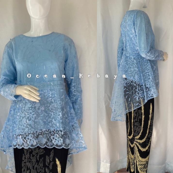 ♬ kebaya wisuda/ stelan / kebaya modern/ ocean kebaya/ kebaya brokat tulle gotik rempel ☀