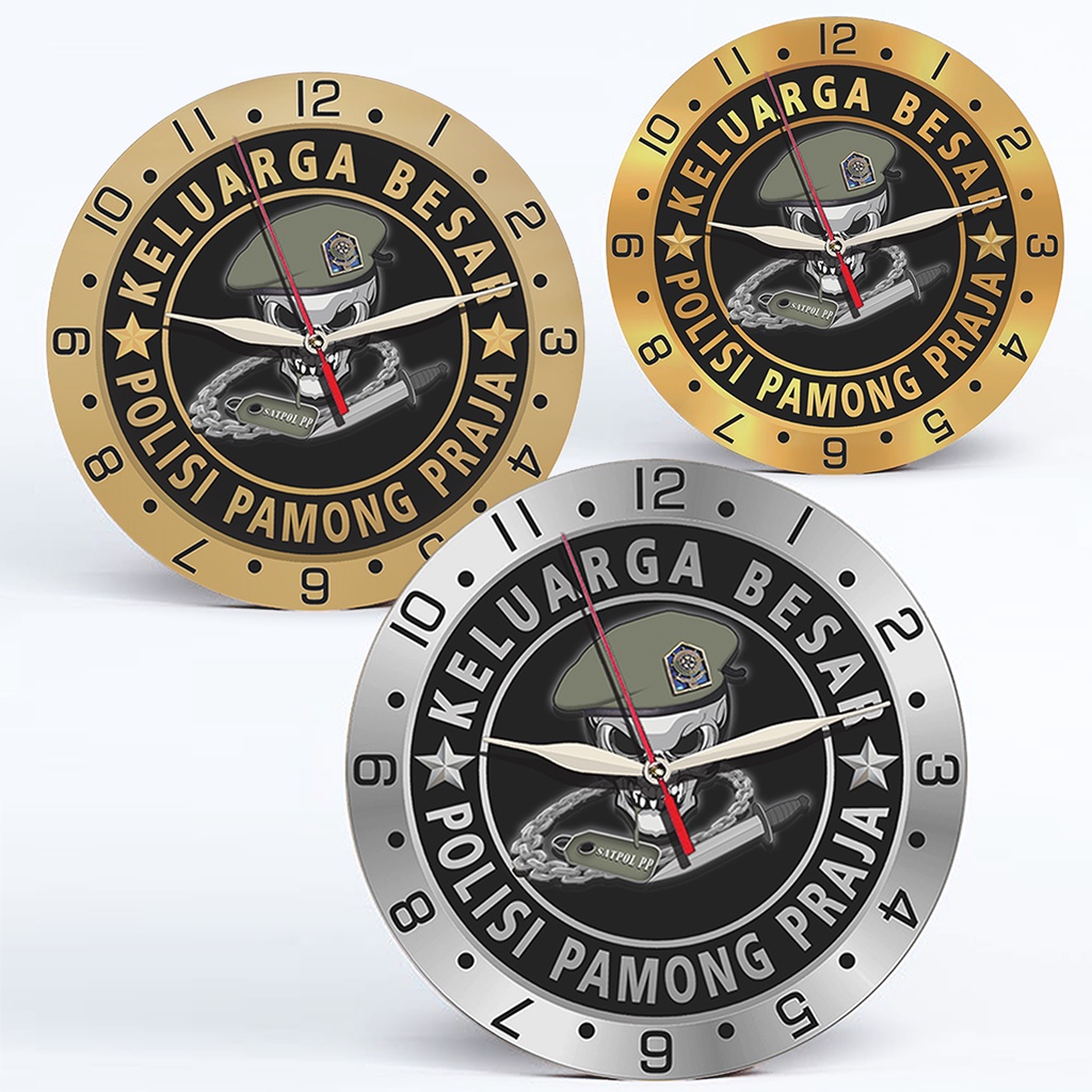 Jam Dinding Unik Keluarga Besar Polisi Pamong Praja (POL PP) - Kayu Karakter D30cm (Special Edition)