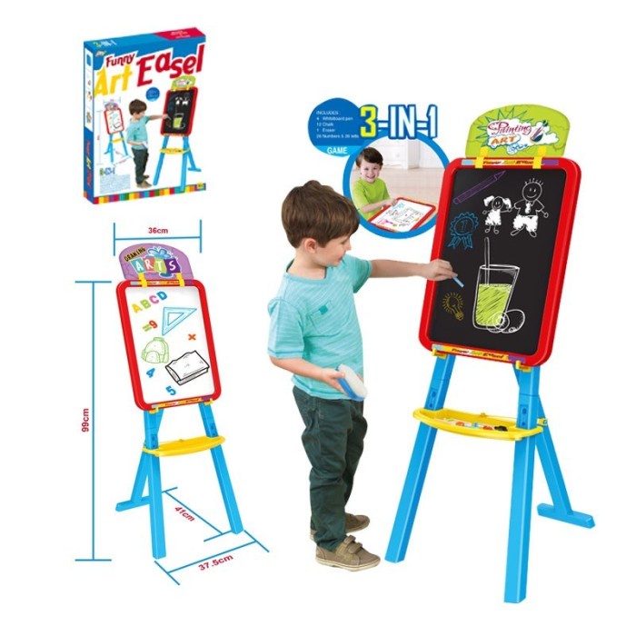 

Terlaris Mainan Anak Learning Easel 3 In 1 Papan Tulis White Drawing Board