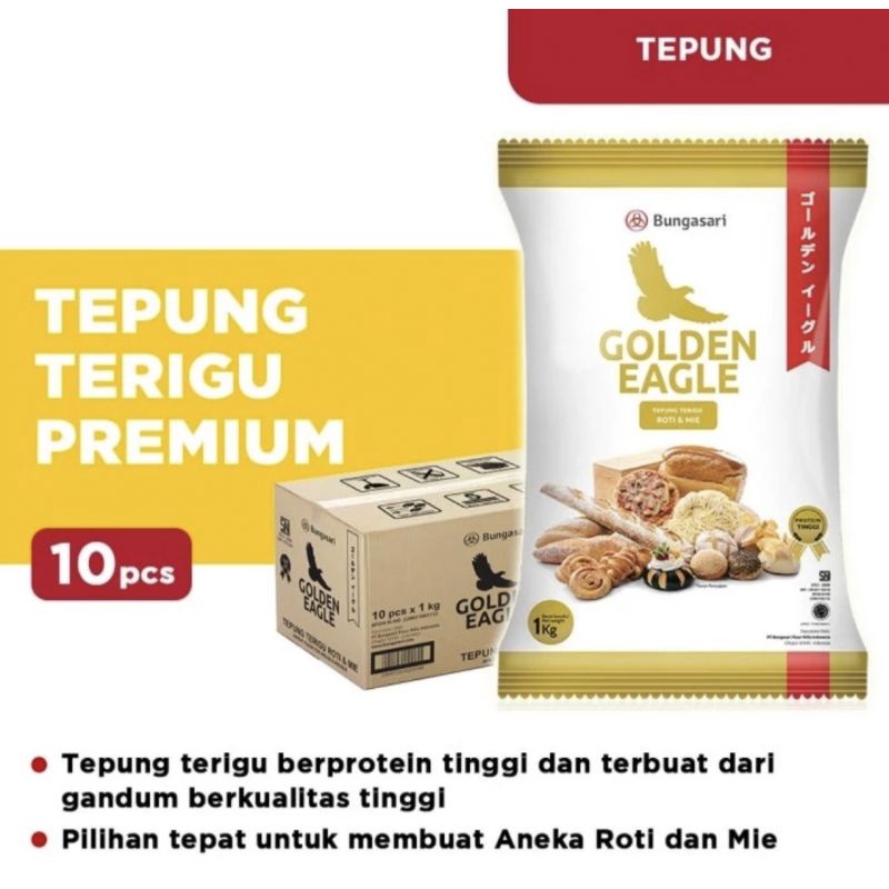 

Bungasari Golden Eagle Tepung Terigu Pilihan Sempurna Untuk Roti 1 Karton 10x1 Kg