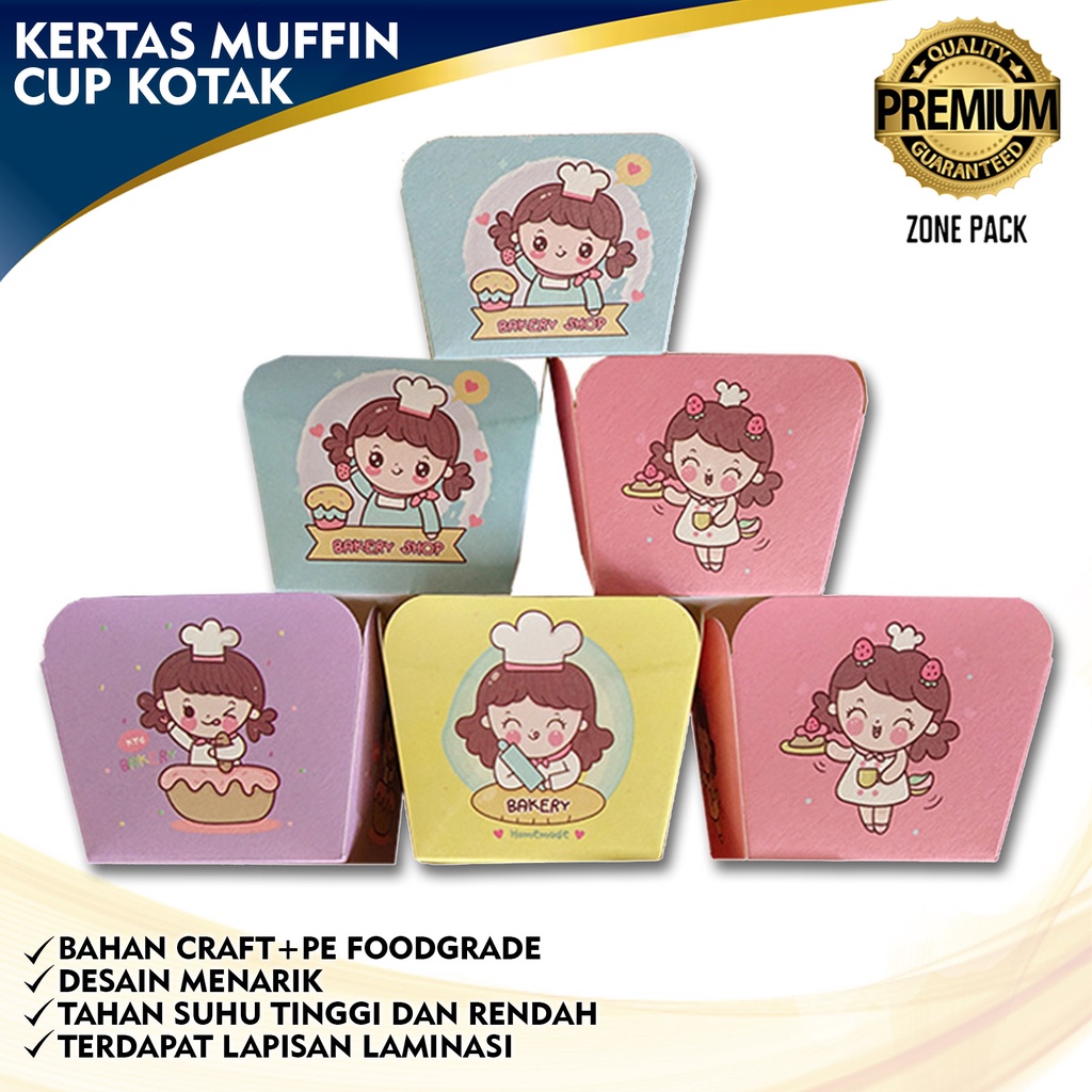 [50 Pcs] Kertas Muffin Cup Kotak Kertas Cupcake Motif Gadis Kecil Kertas Muffin Kertas Cup Cake