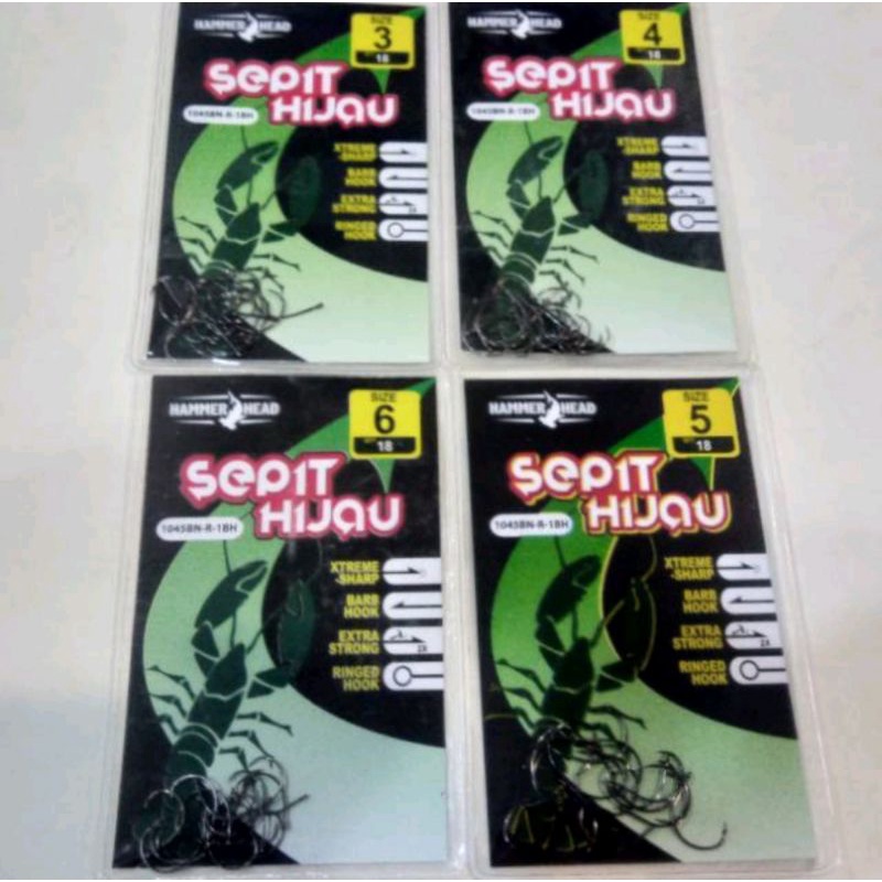 kail udang hammerhead sepit hijau