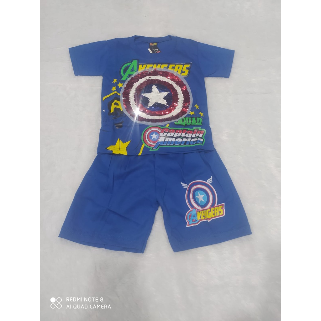 ( JB99 ) Baju Setelan Anak Laki Motif Avenger Usap Balik