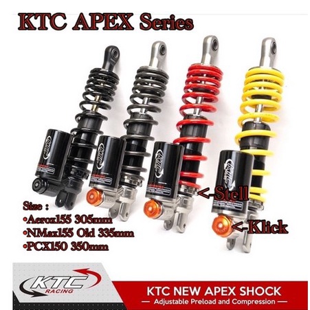 Shock KTC Racing APEX Series Matic Double Shock 305mm 325mmm 340mm Tabung Bawah NMax Old New Aerox15