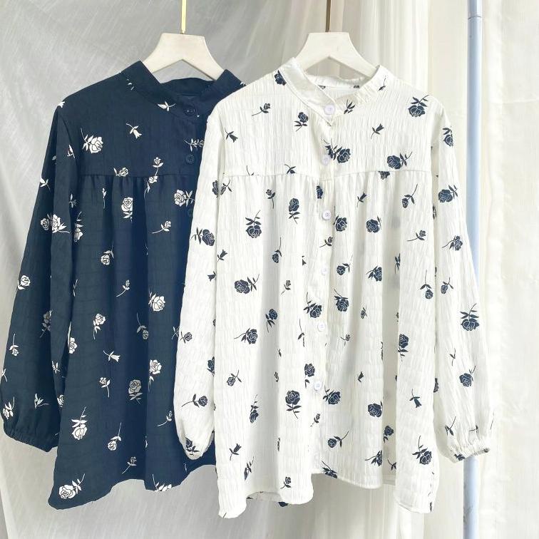 TERLARIS Premium Crinkle Motif Rose | VELLA Blouse Crinkle