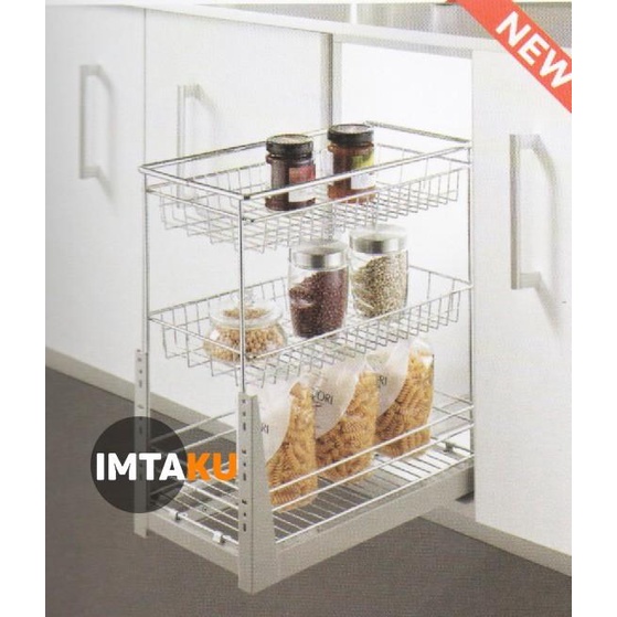 Rak Bumbu Serbaguna Tarik 30 Cm Stainless Steel Model Vitco Sc 29023