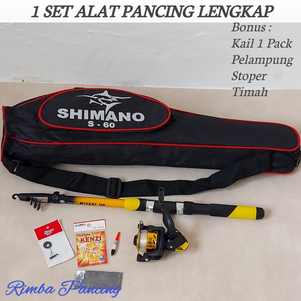 Set Joran Pancing Lengkap Tas Siap Pakai Lengkap Joran Reel Kail Timah Stoper Pelampung Siap Pakai L
